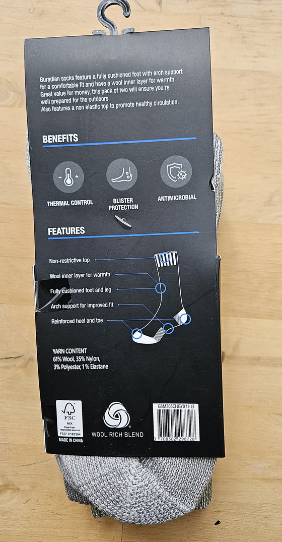 GUARDIAN'S MEN OUTDOOR PERFORMANCE MERINO WOOL SOCKS GSM205 (2 PER PACK)