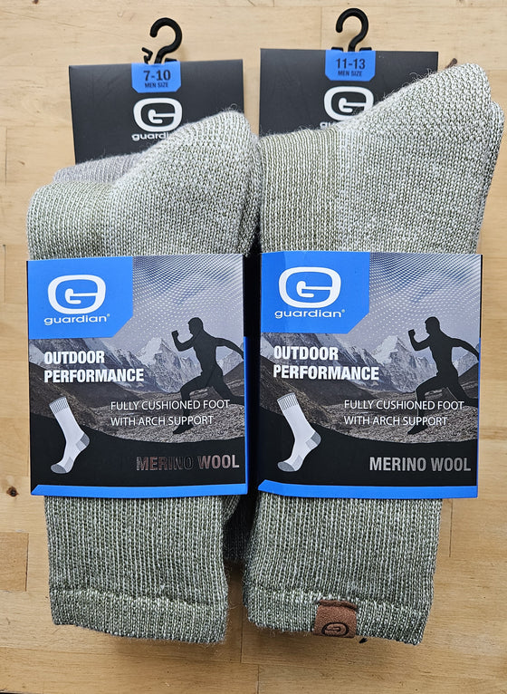 GUARDIAN'S MEN OUTDOOR PERFORMANCE MERINO WOOL SOCKS GSM205 (2 PER PACK)