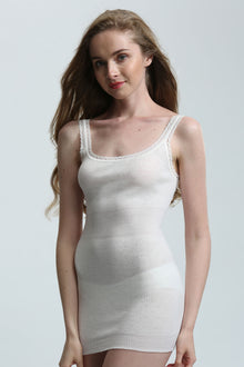  White Swan's Ladies Merino Wool French Neck Vest, Ivory